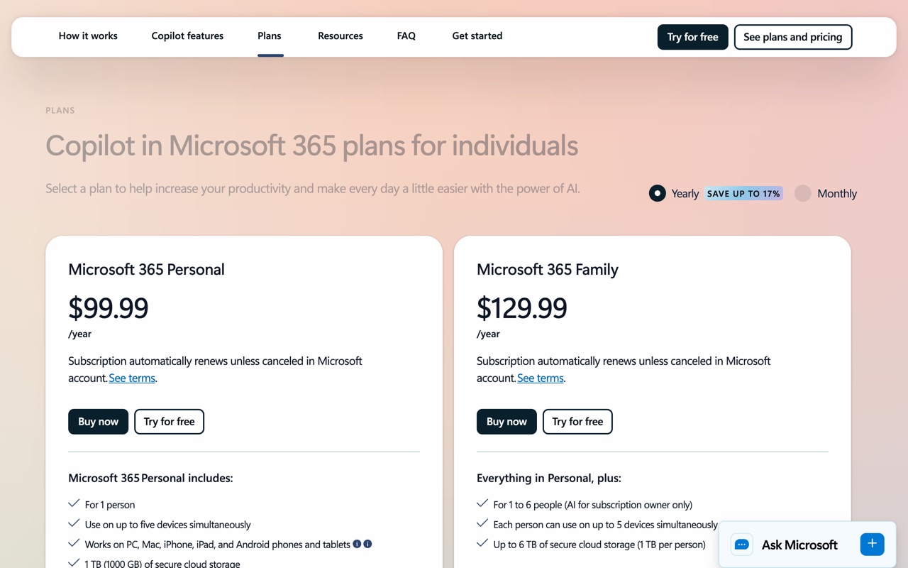 Microsoft Copilot — official site screenshot