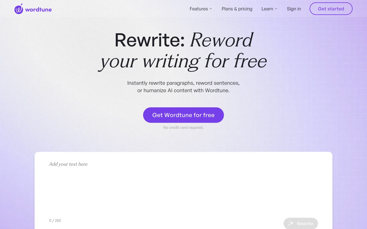 Wordtune — official site screenshot