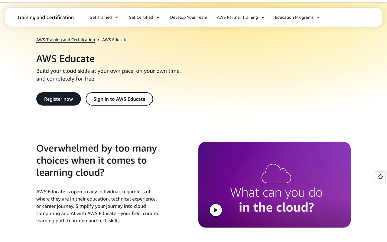 AWS Educate — official page screenshot 1
