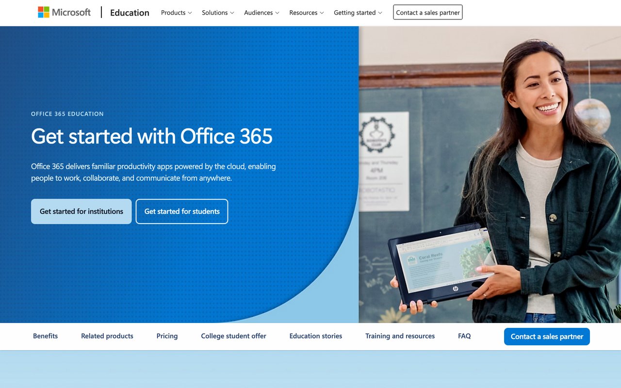 Microsoft 365 — official page screenshot 1