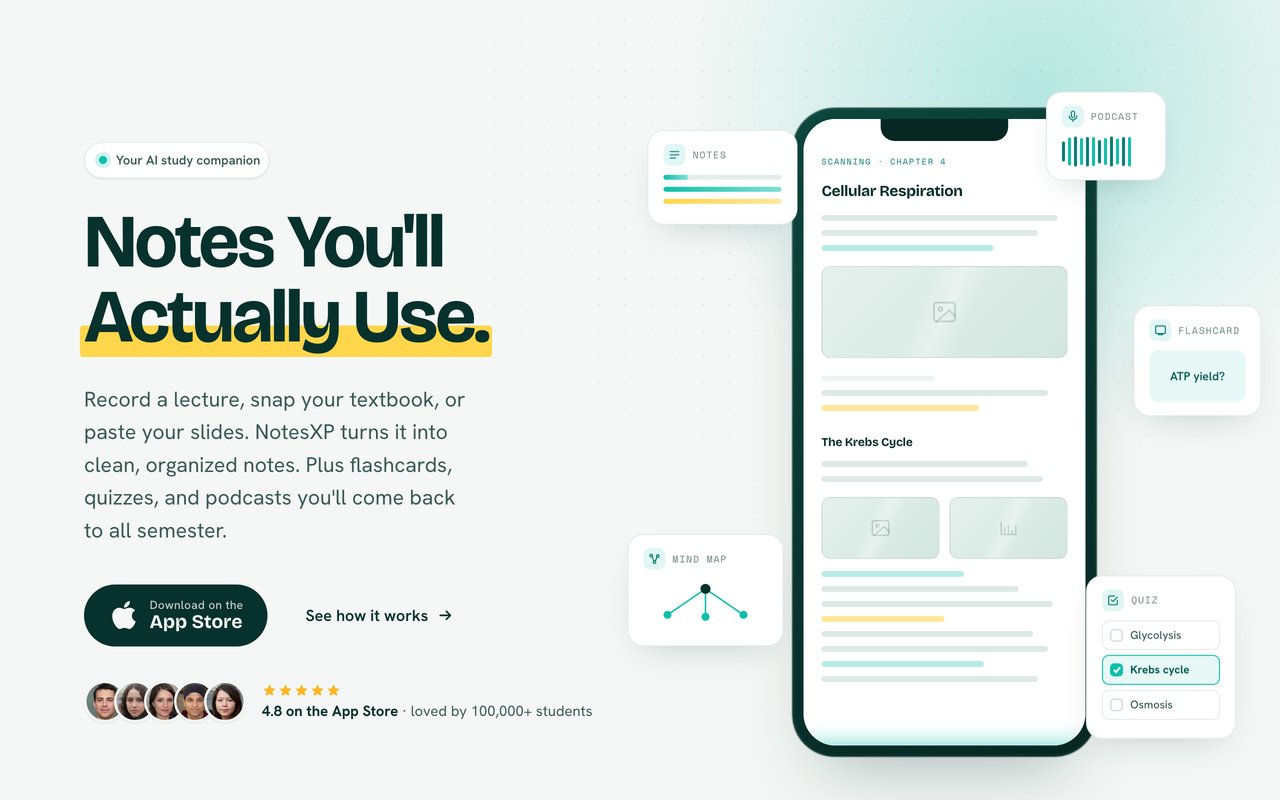 NotesXP — official page screenshot 1
