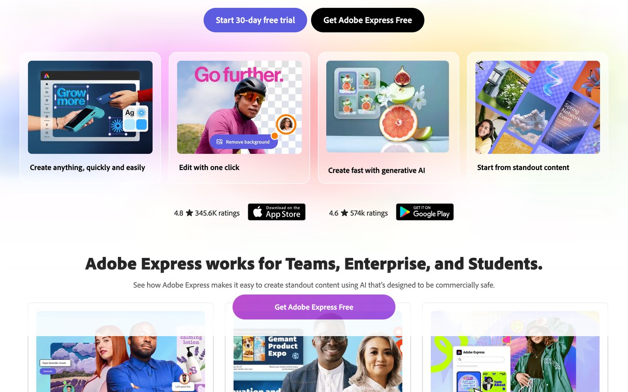 Adobe Express — official site screenshot