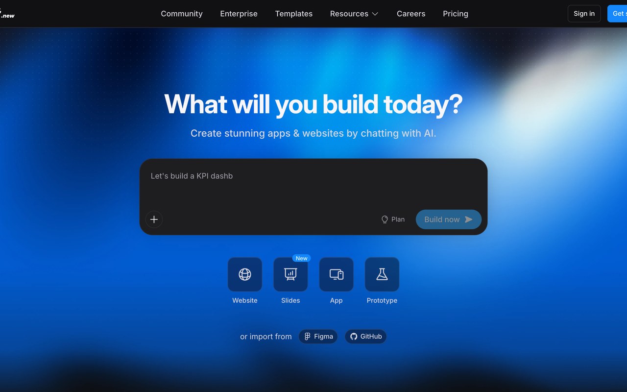 Bolt.new — official site screenshot