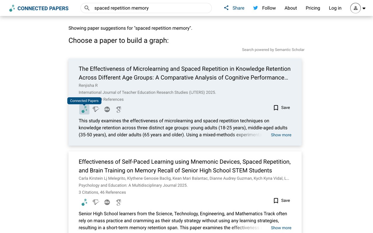 Connected Papers — official site screenshot