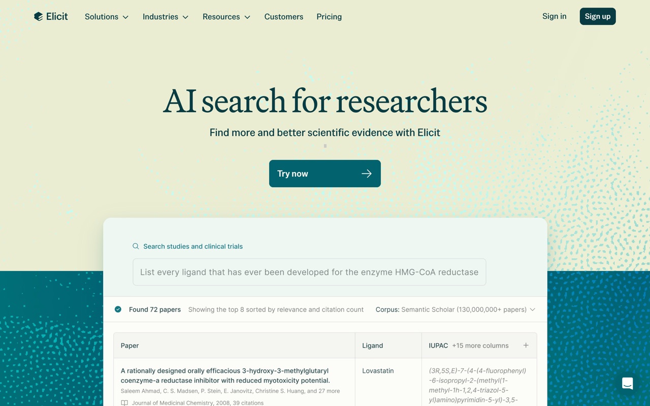 Elicit — official site screenshot