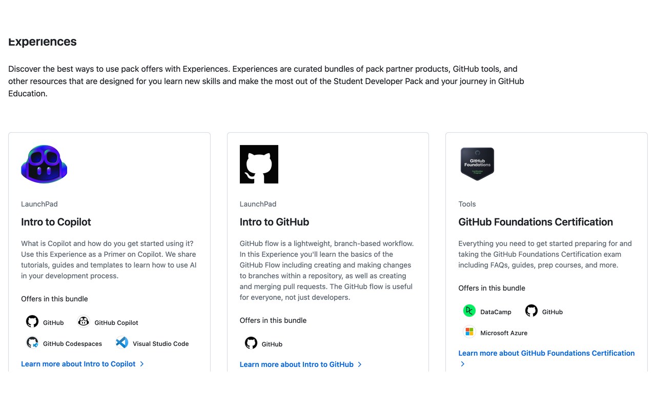 GitHub Student Developer Pack — official site screenshot