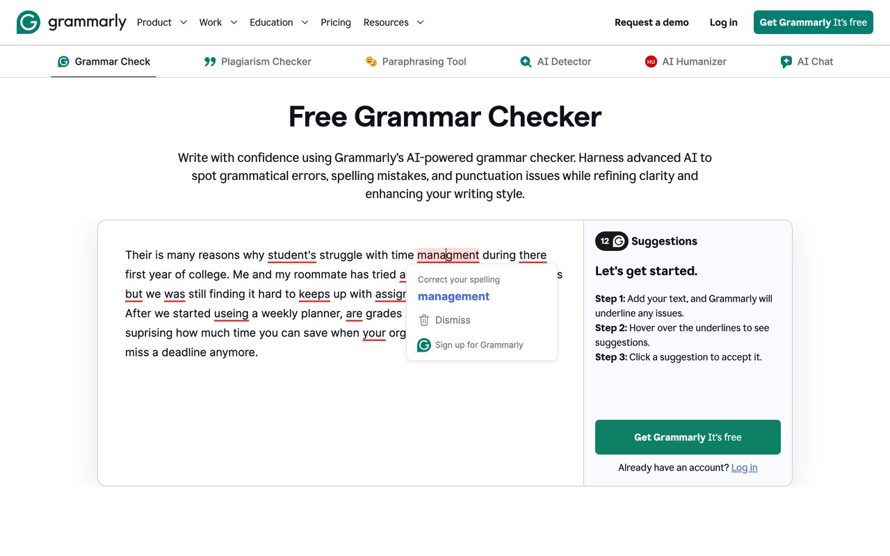 Grammarly — official site screenshot
