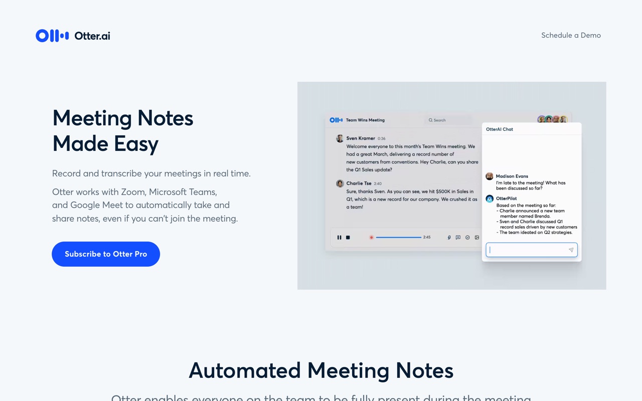 Otter.ai — official site screenshot
