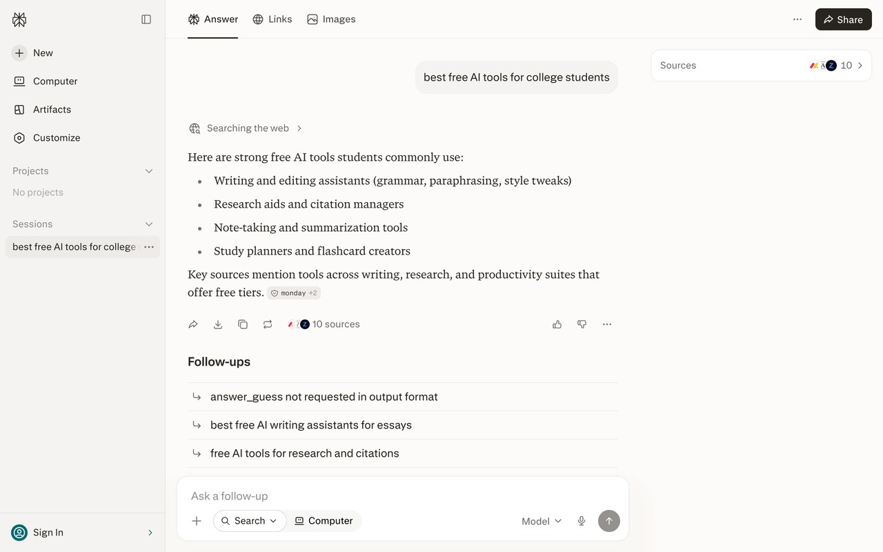 Perplexity — official site screenshot